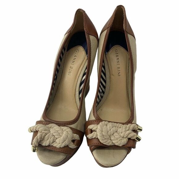 Gianni Bini Nautical Wedge Heels Cork Rope 8.5 - Picture 3 of 9